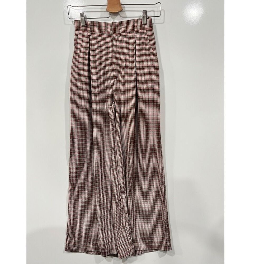 Wide leg houndstooth pattern trousers women’s‎ xs